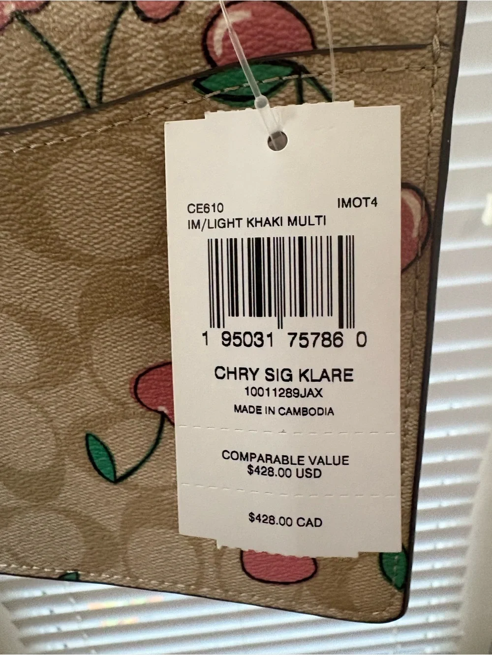 Coach Klare 22 Cherry Print Signature Chain Shoulder Bag - Pink/Beige
